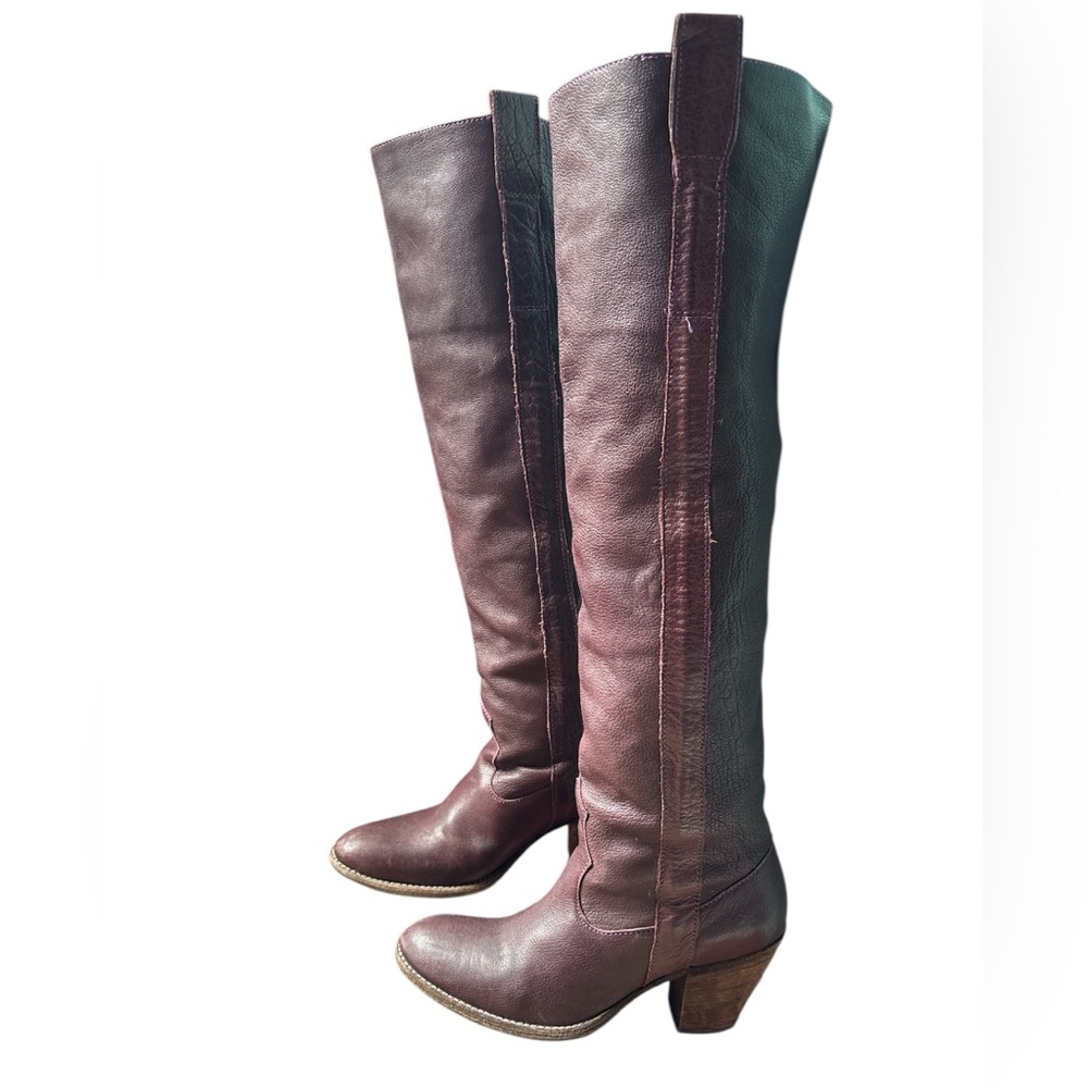 FRYE Taylor OTK Over the Knee High Women's Tall Leather Boots - Burgundy 7